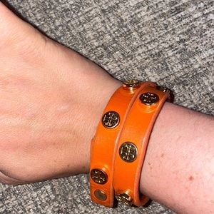 Tory Burch orange leather wrap bracelet